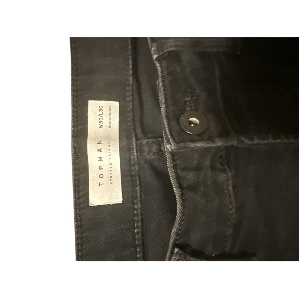 Topman Black Jeans with Contrasting Stitching and Textured Denim